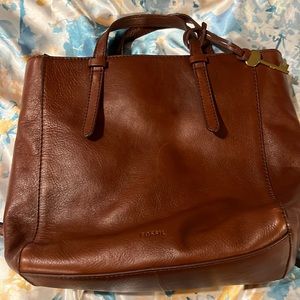 Brown leather fossil backpack/crossbody bag